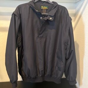 Tres Bien Men Golf 3/4 Zip Black Pullover Jacket Windbreaker Removable Sleeves L